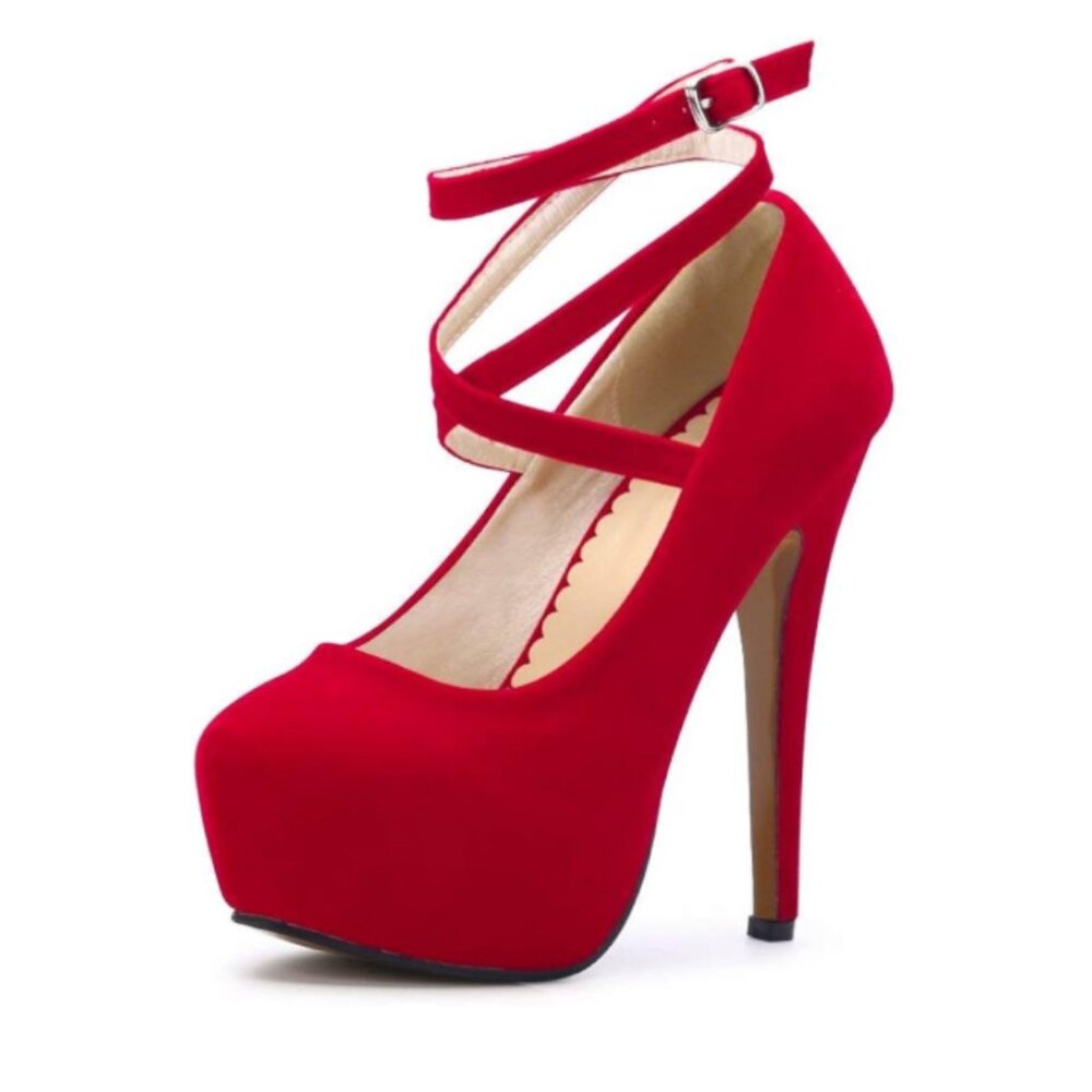 Ankle Strap Platform Pump Heels Size 9.5